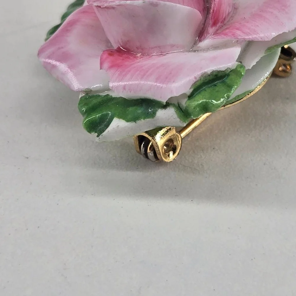 Vintage Royal Adderley Women's Brooch England China Pink Rose Floral Pin